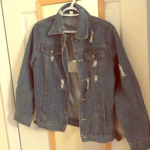 Distressed, Oversized denim jacket